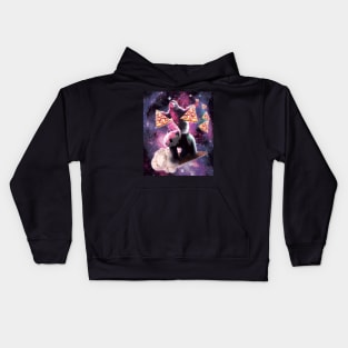 Space Sloth With Pizza On Panda Riding Ice Cream Kids Hoodie